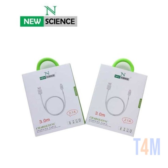 CABO NEW SCIENCE IPHONE 5G,6G USB DATA CABLE 2.1A 3.0M